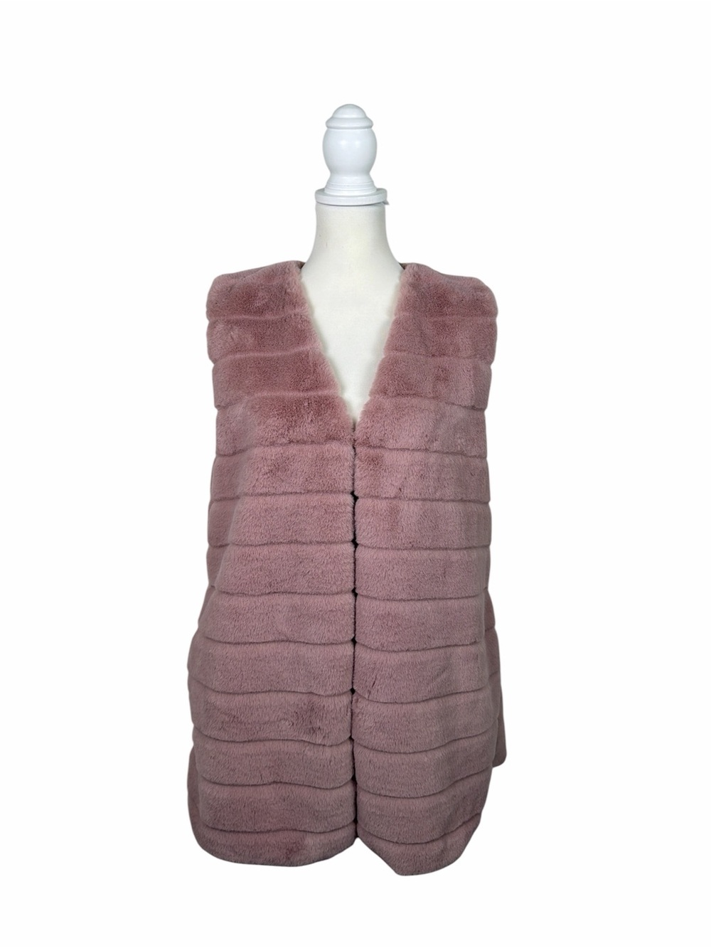 Echo Blush Pink Faux Fur Vest Women's M/L Sleeveless Pockets Coquette Urban